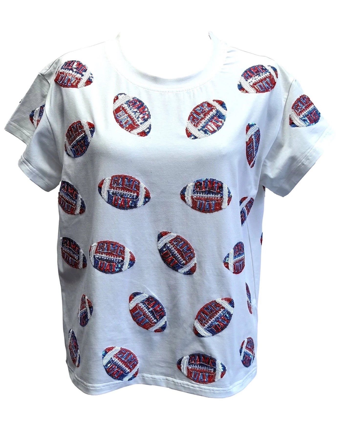 Queen Of Sparkles Royal & Red Football Tee