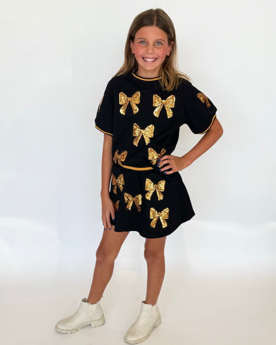 Black And Gold Bow Top