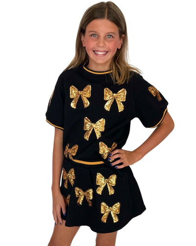 Black And Gold Bow Top
