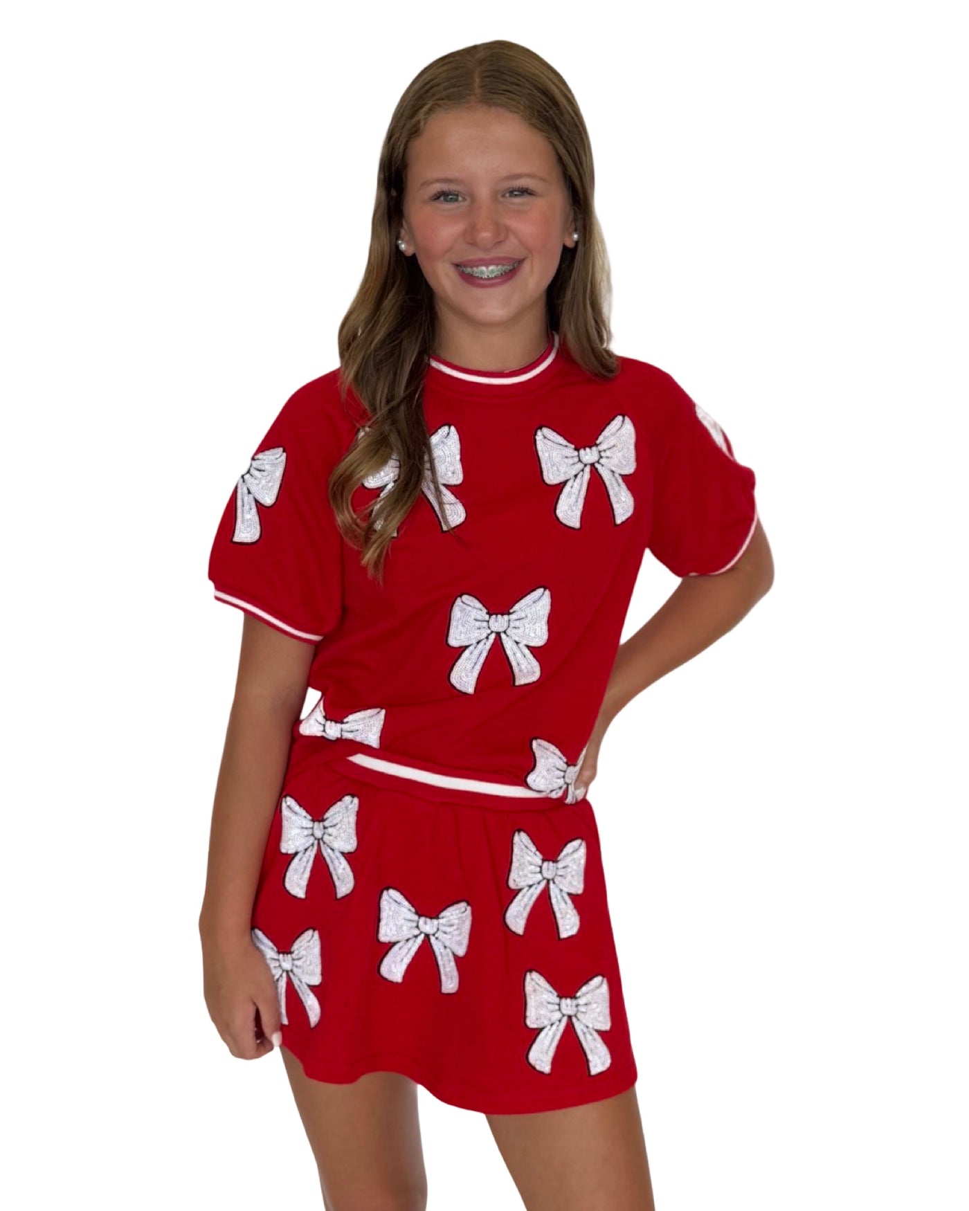 Red and White Bow Top
