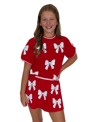 Red and White Bow Top