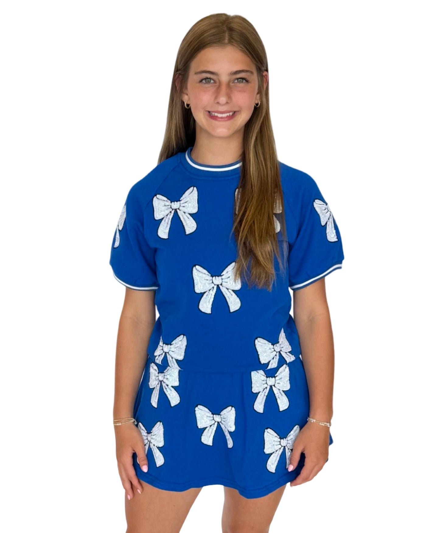 Roayl and White Bow Top