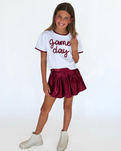 Game Day Tinsel Boxy Tee Maroon