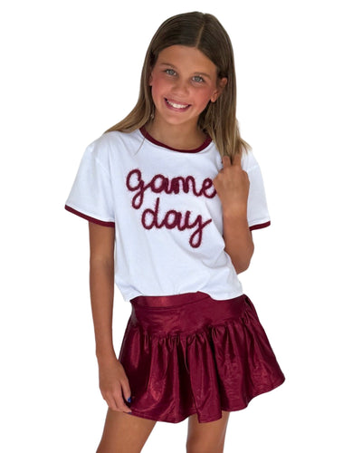 Game Day Tinsel Boxy Tee Maroon
