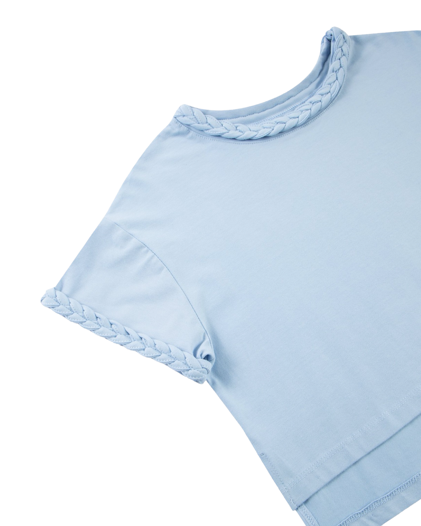 Light Blue Braided Short Sleeve Top