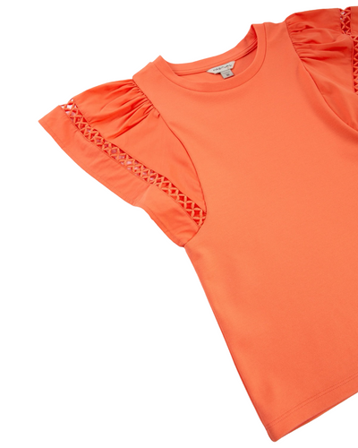 Coral Flutter Short Sleeve Top