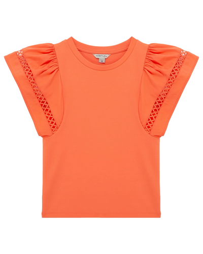 Coral Flutter Short Sleeve Top