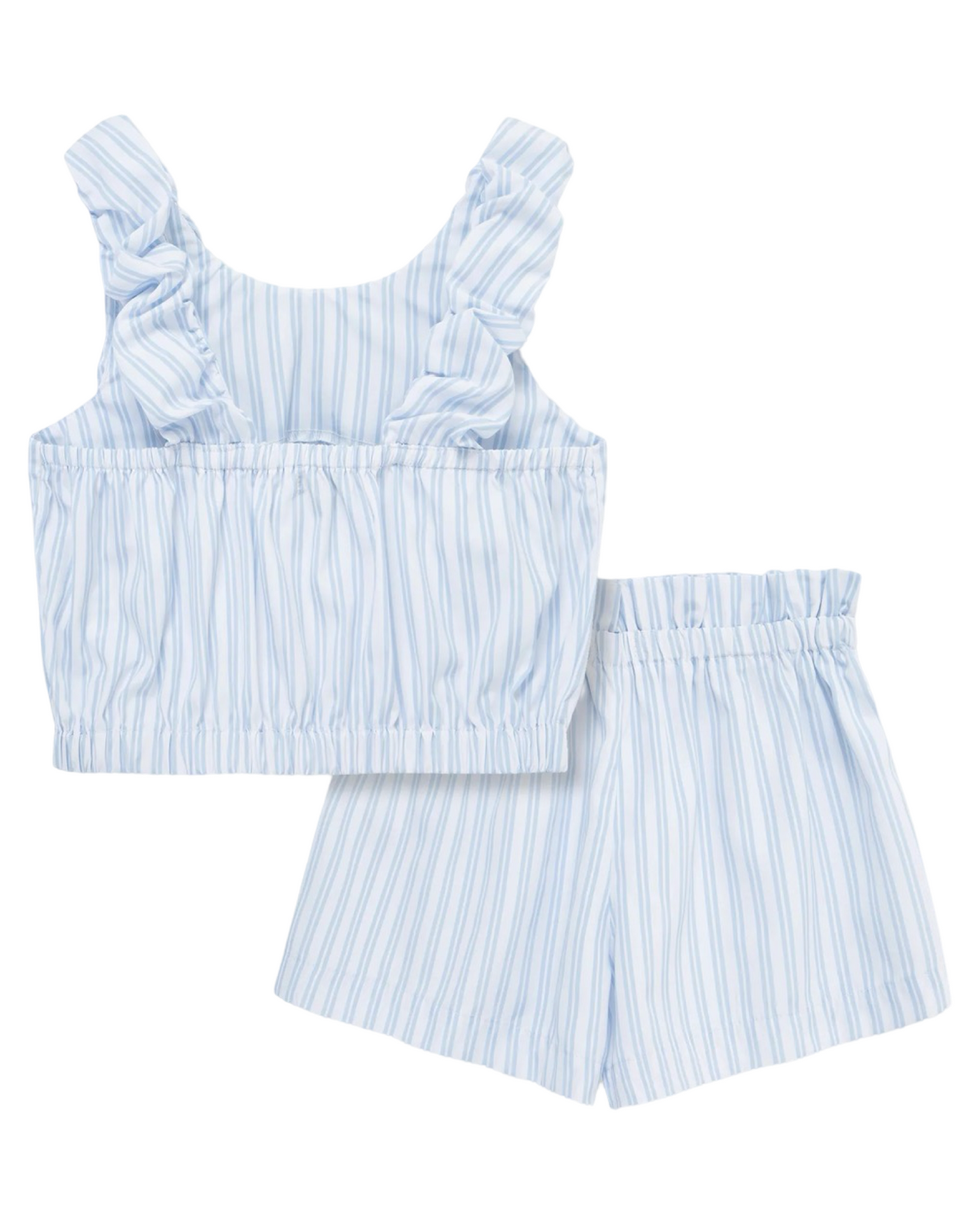 Light Blue Stripe Sleeveless Short Set