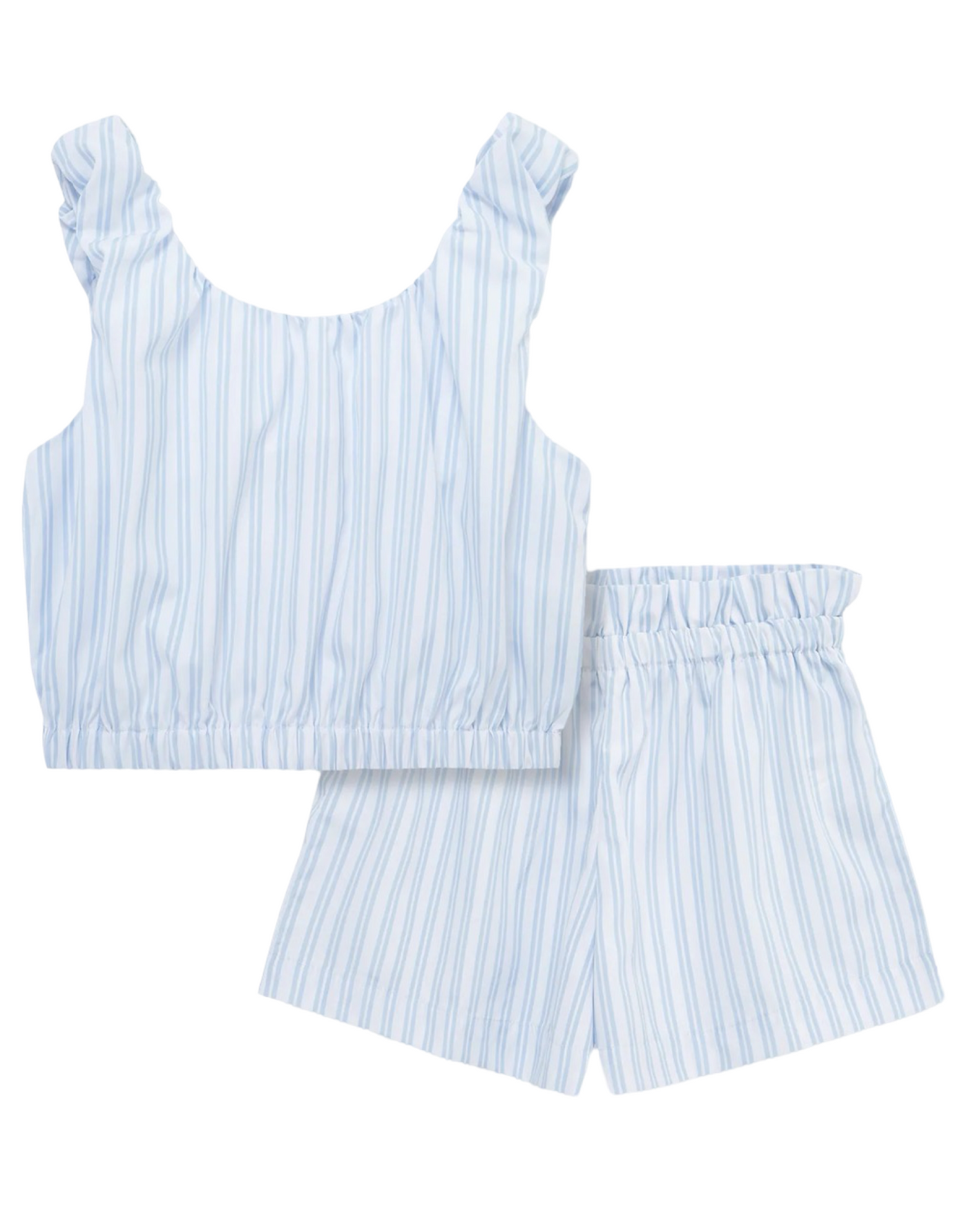 Light Blue Stripe Sleeveless Short Set