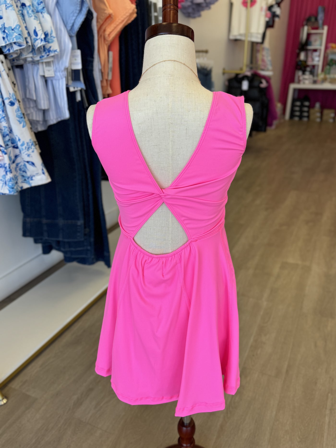 Hot Pink Knotted Active Wear Dress