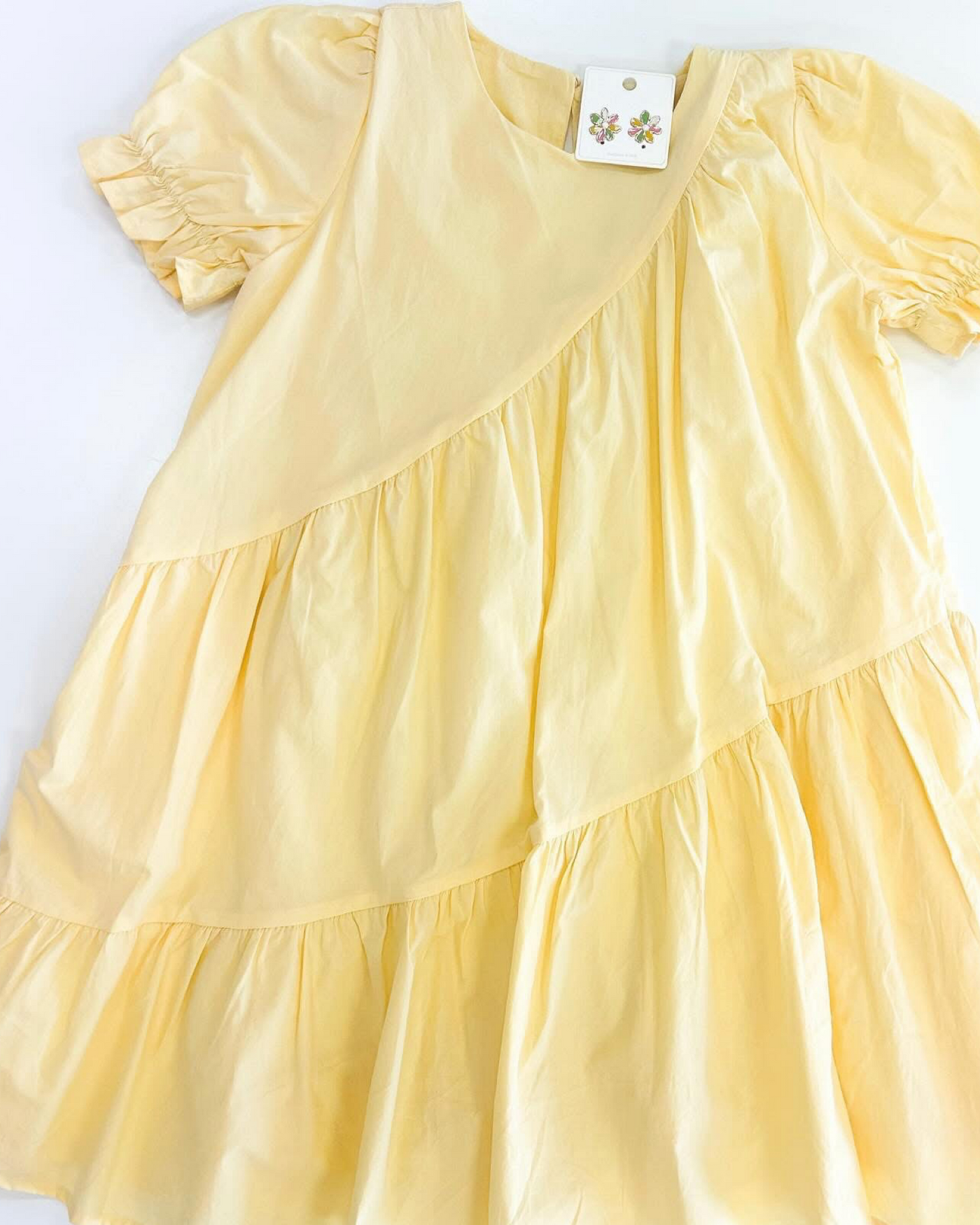 Lemon Detailed Cinched Poplin Dress