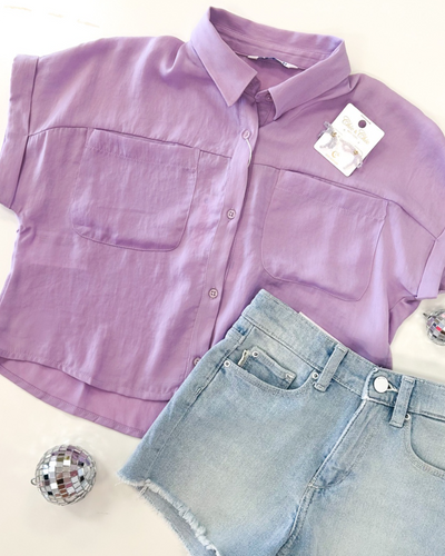 Lavender Lila Button Up Top