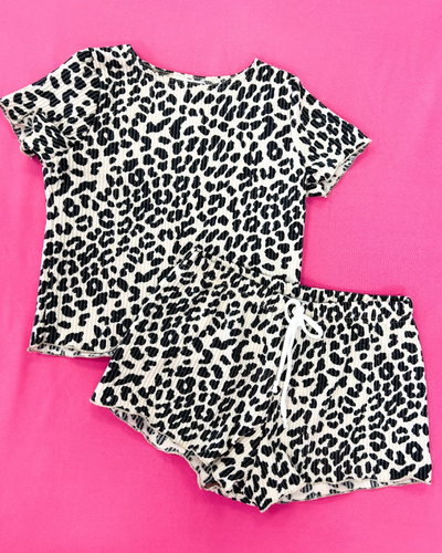 Cheetah Rib Short Sleeve Set
