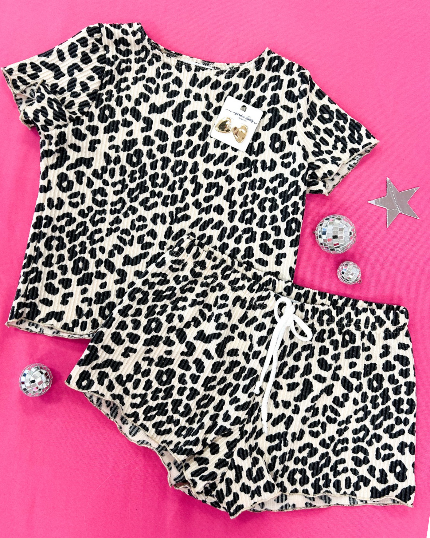 Cheetah Rib Short Sleeve Set