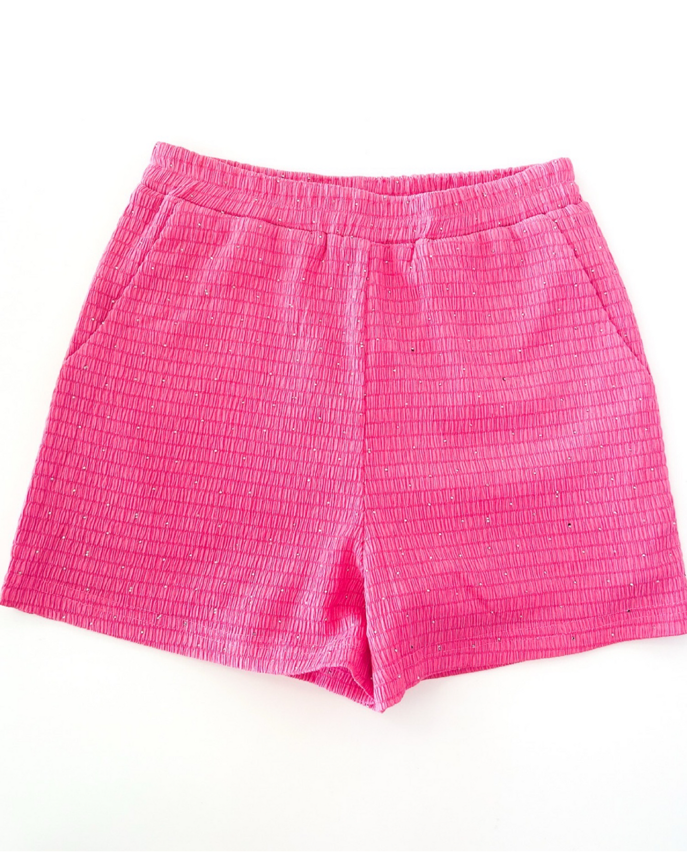 Hot Pink Summer Rhinestone Dotted Shorts
