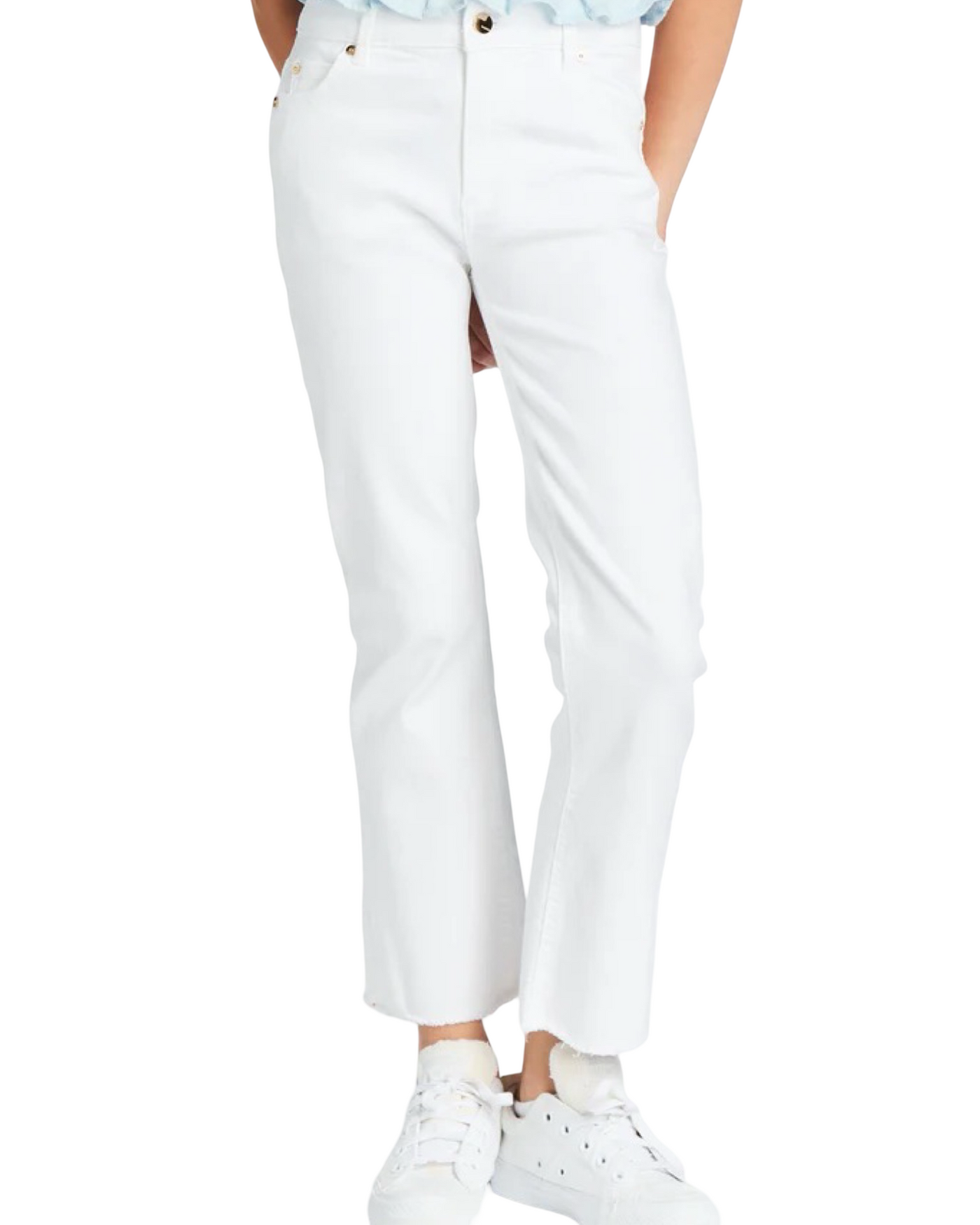 White High Rise Slim Straight Jeans