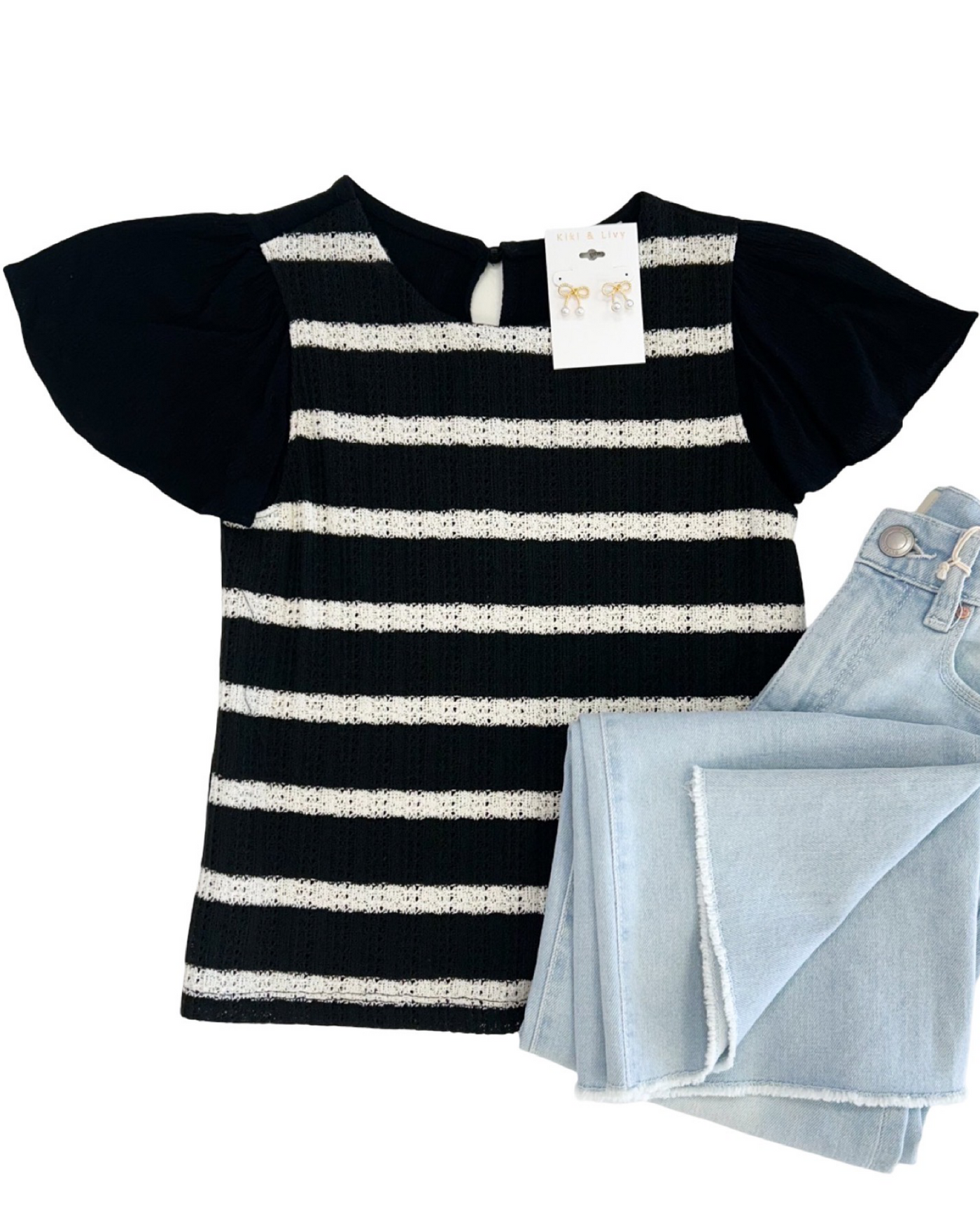 Black & white Stripe Crochet Top
