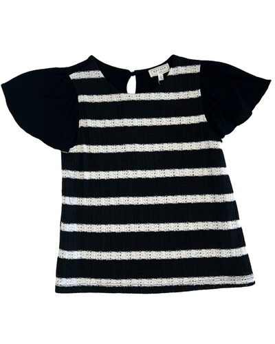 Black & white Stripe Crochet Top