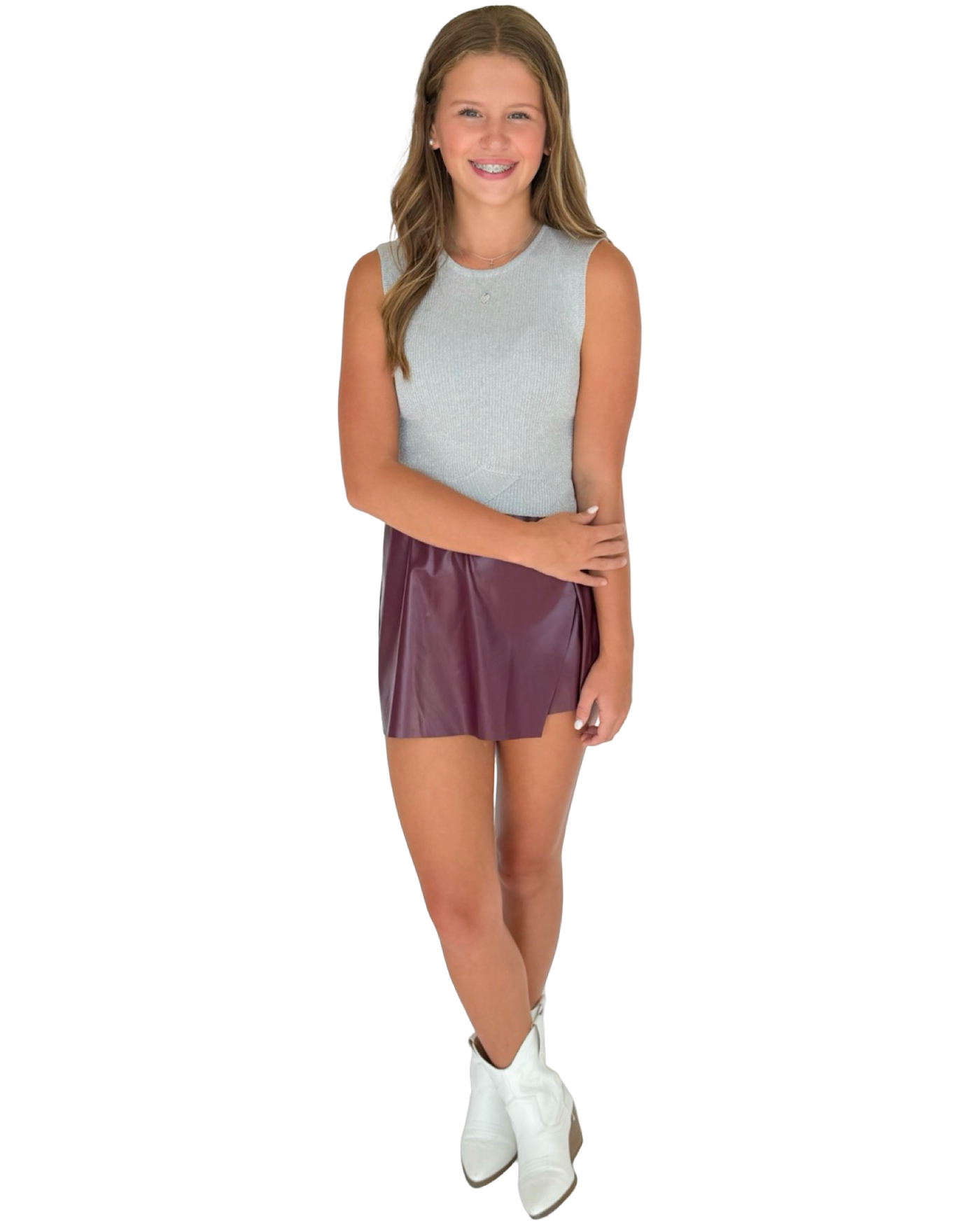 Silver Shimmer Ribbed Knit Top