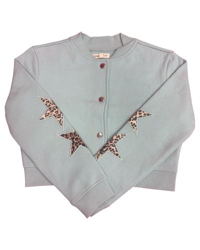 Blue Velvet Animal Print Star Bomber