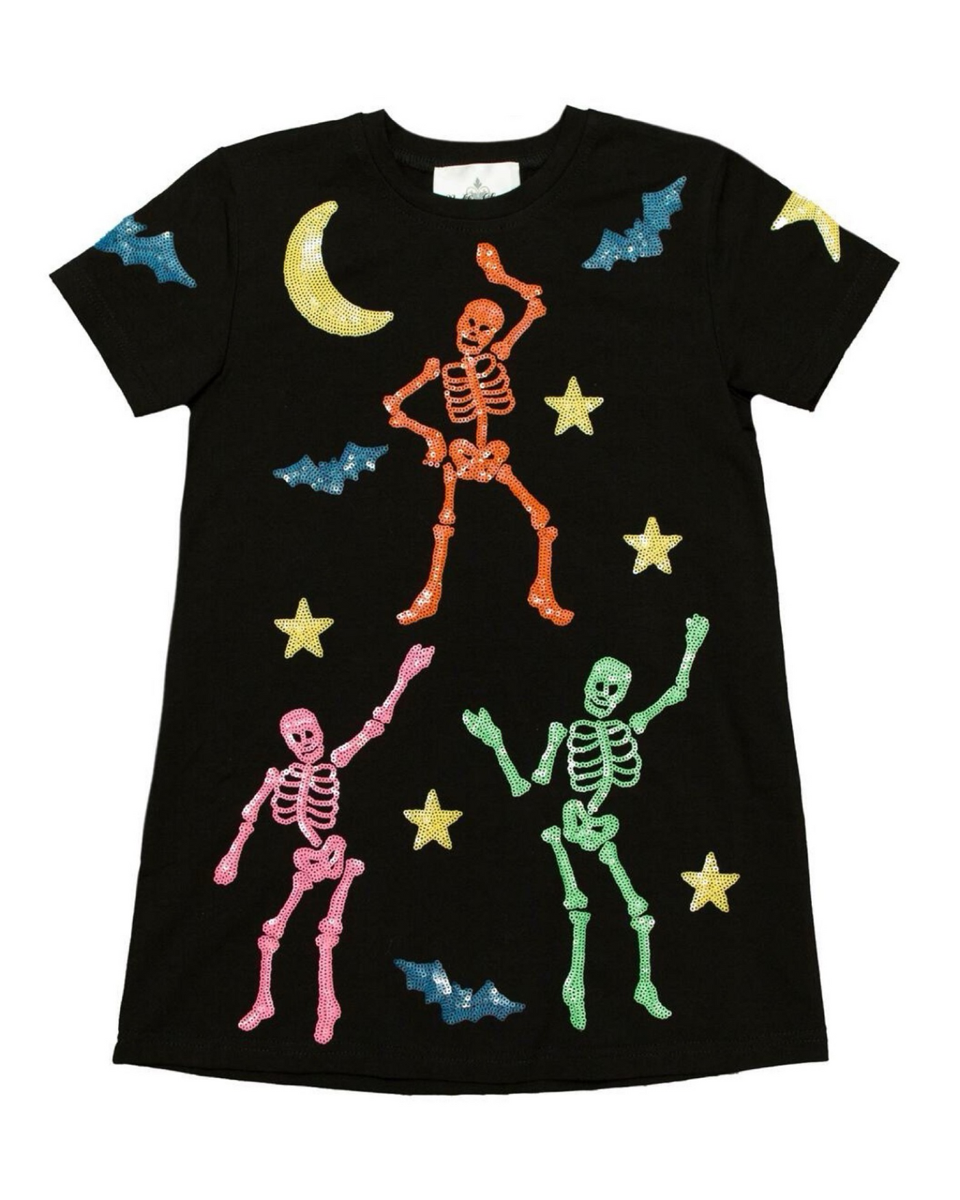 Black Dancing Skeleton Sequin Dress