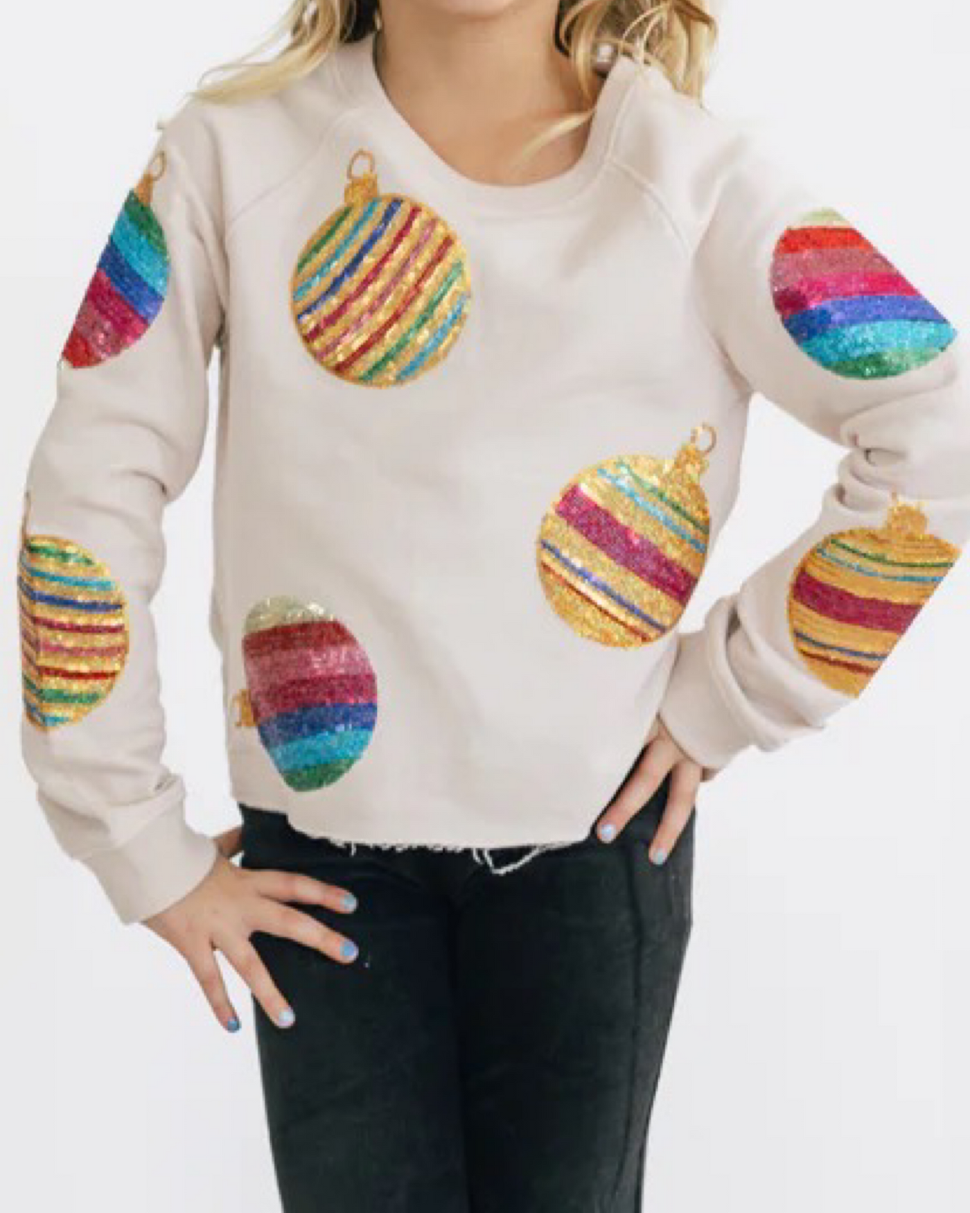 Tan Sequins Ornament Sweatshirt