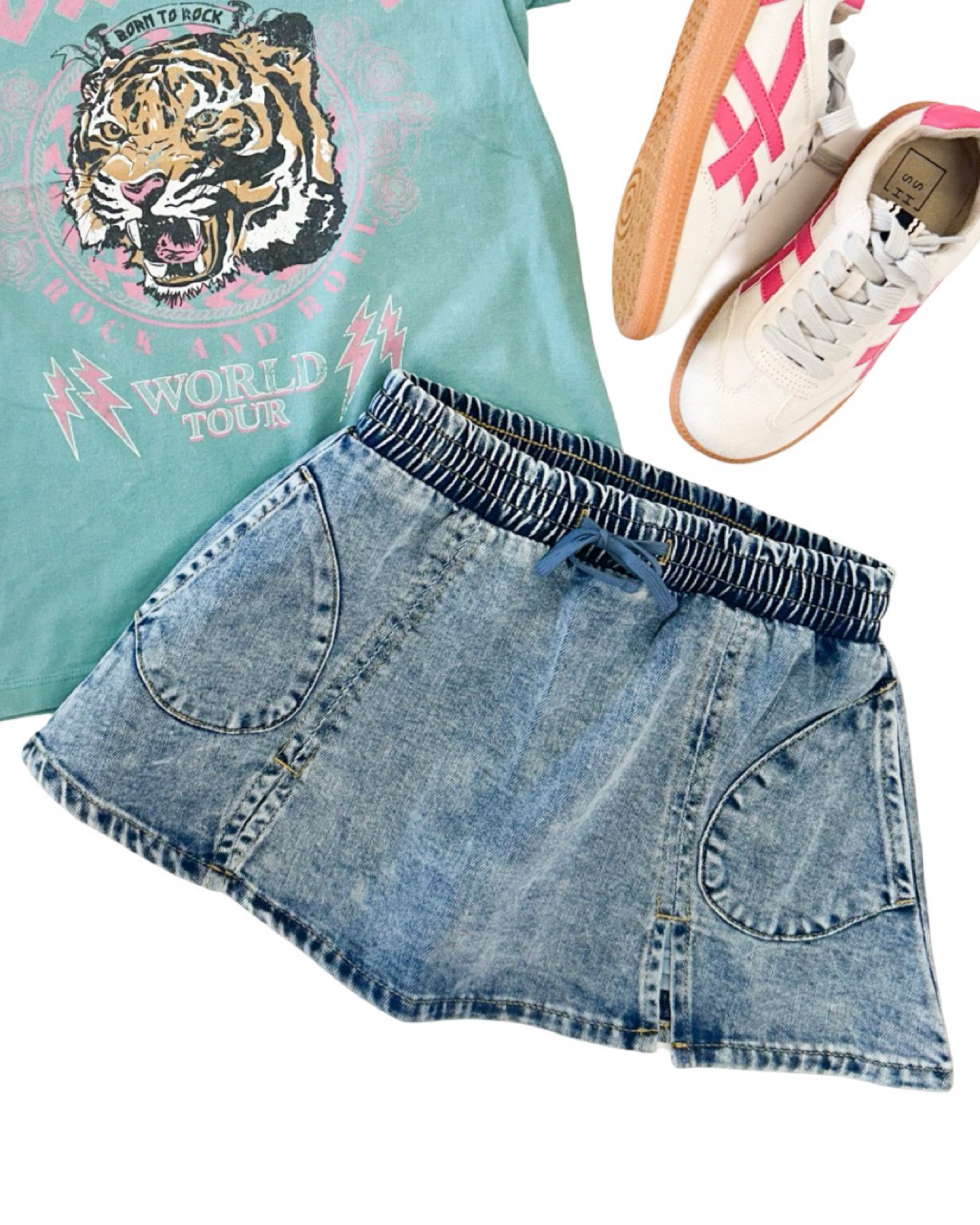 White Washed Denim Skater Skort