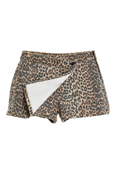 Leopard Wrap Denim Skort