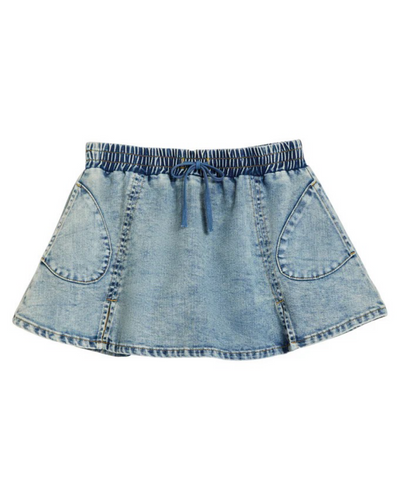 White Washed Denim Skater Skort