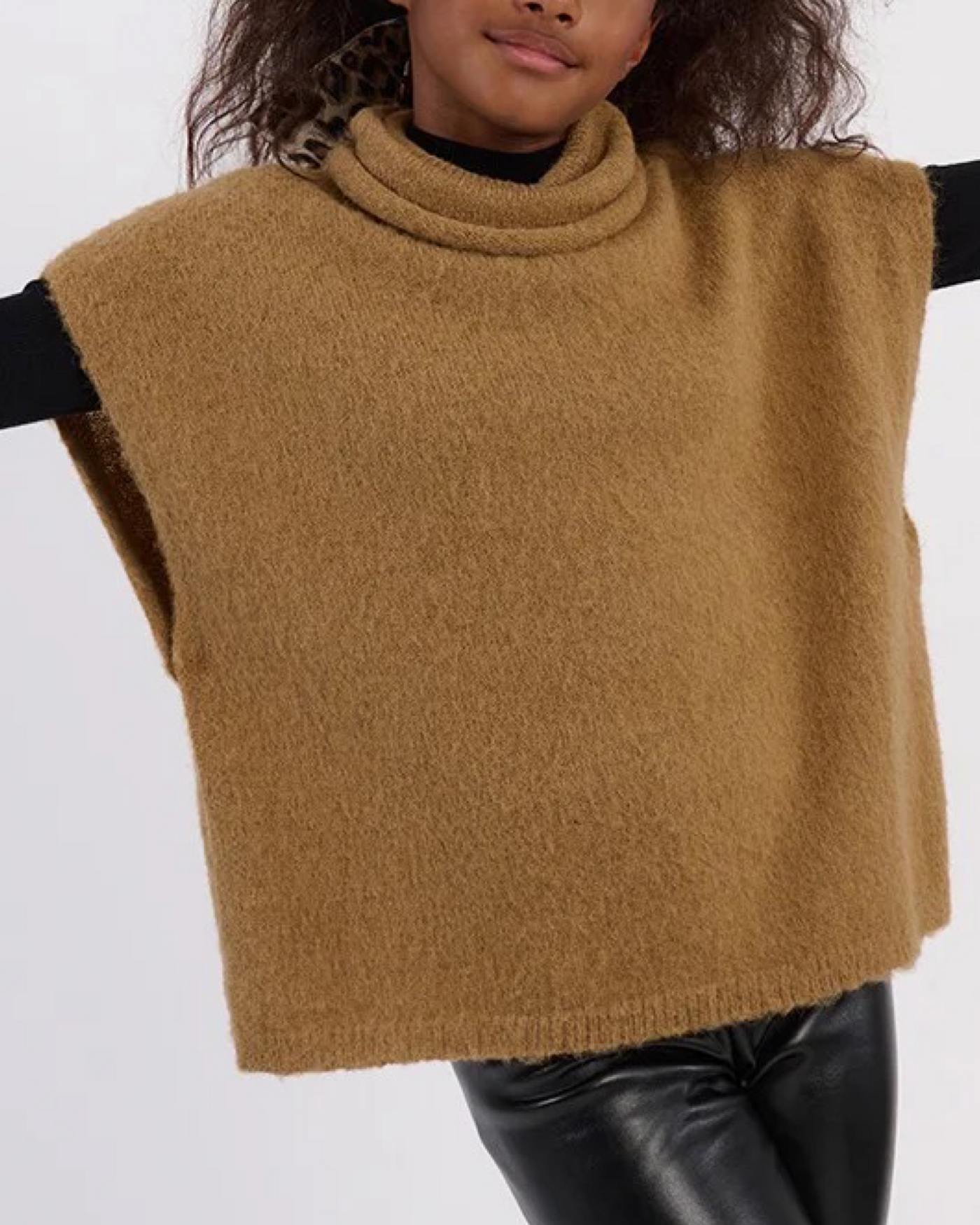 Camel Knitted Poncho