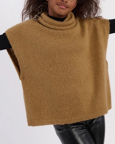 Camel Knitted Poncho