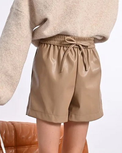Beighe Leather Woven Shorts