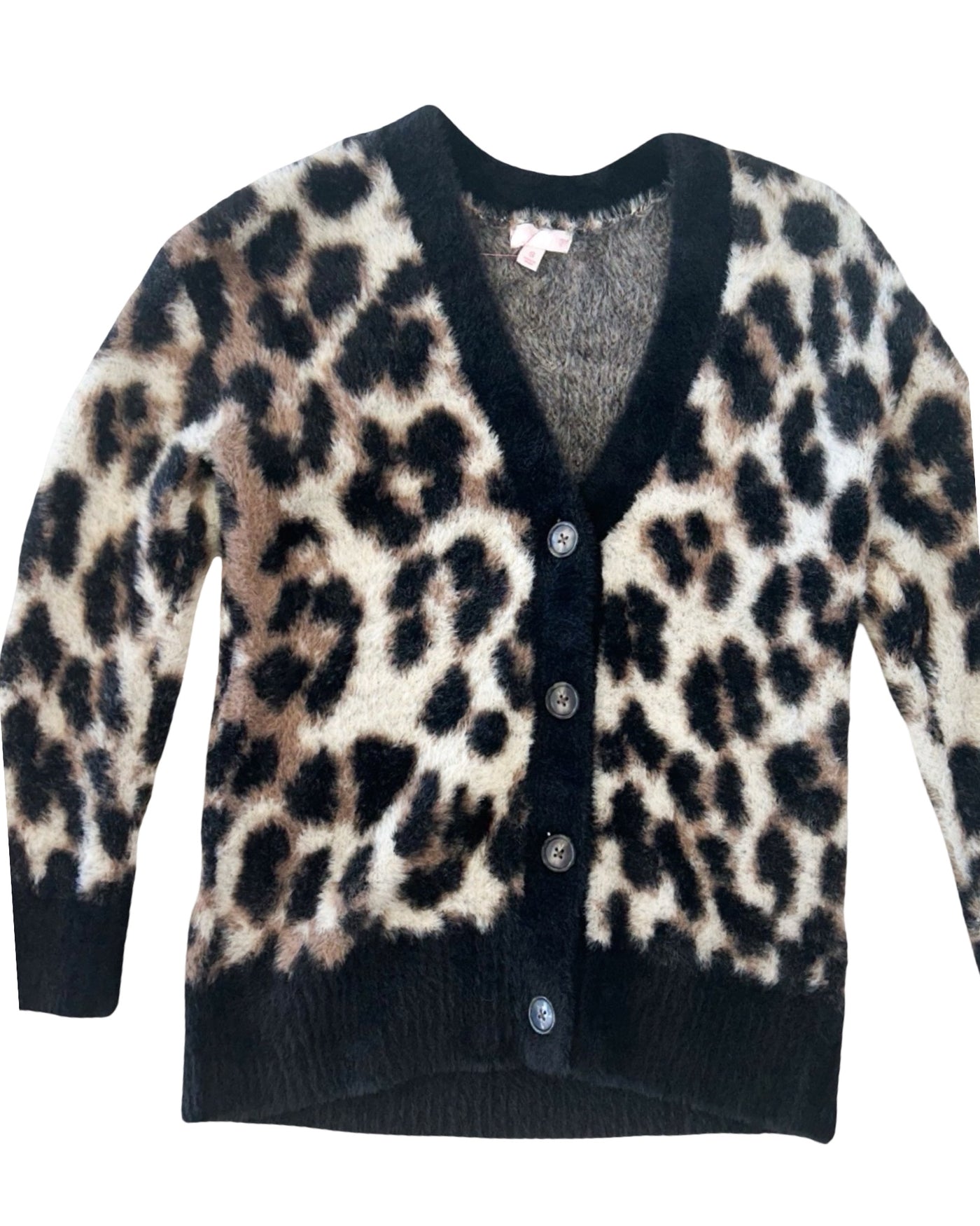 Black Trim Leopard Print Cardigan