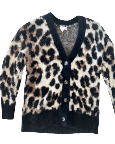 Black Trim Leopard Print Cardigan