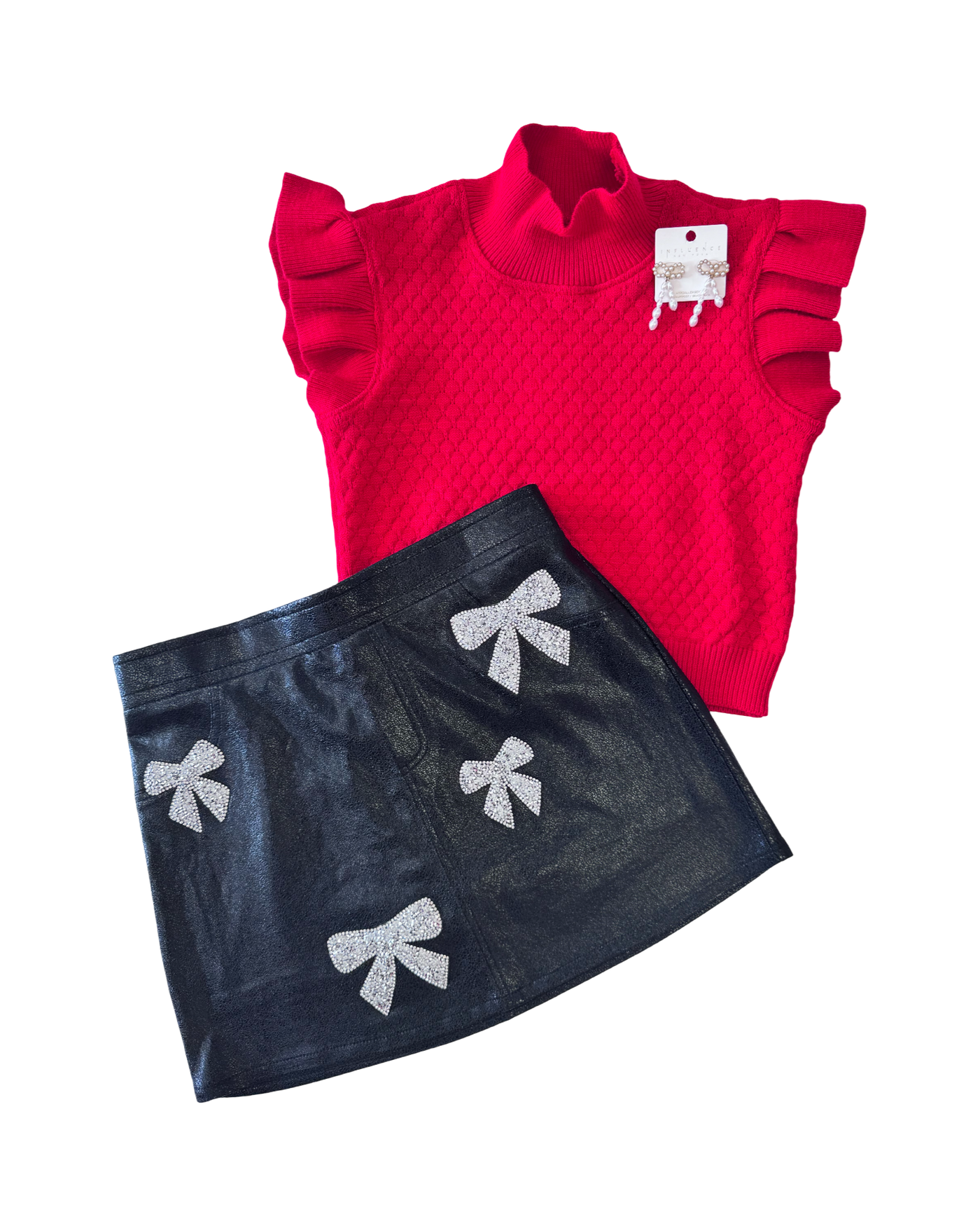 Red Knit Ruffle Sleeveless Sweater Top