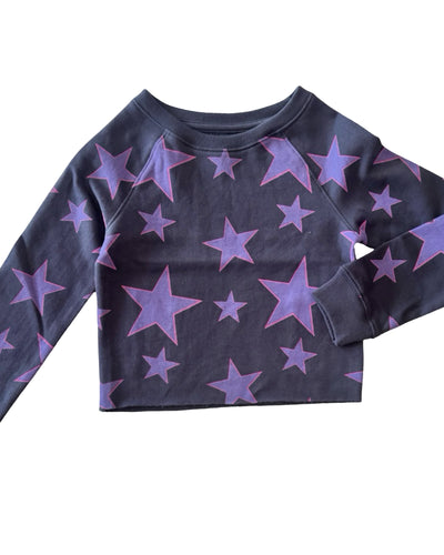Asphalt Gray Purple Star Pattern Sweatshirt