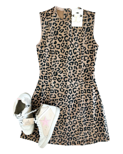 Bety Leopard Sleeveless Denim Dress