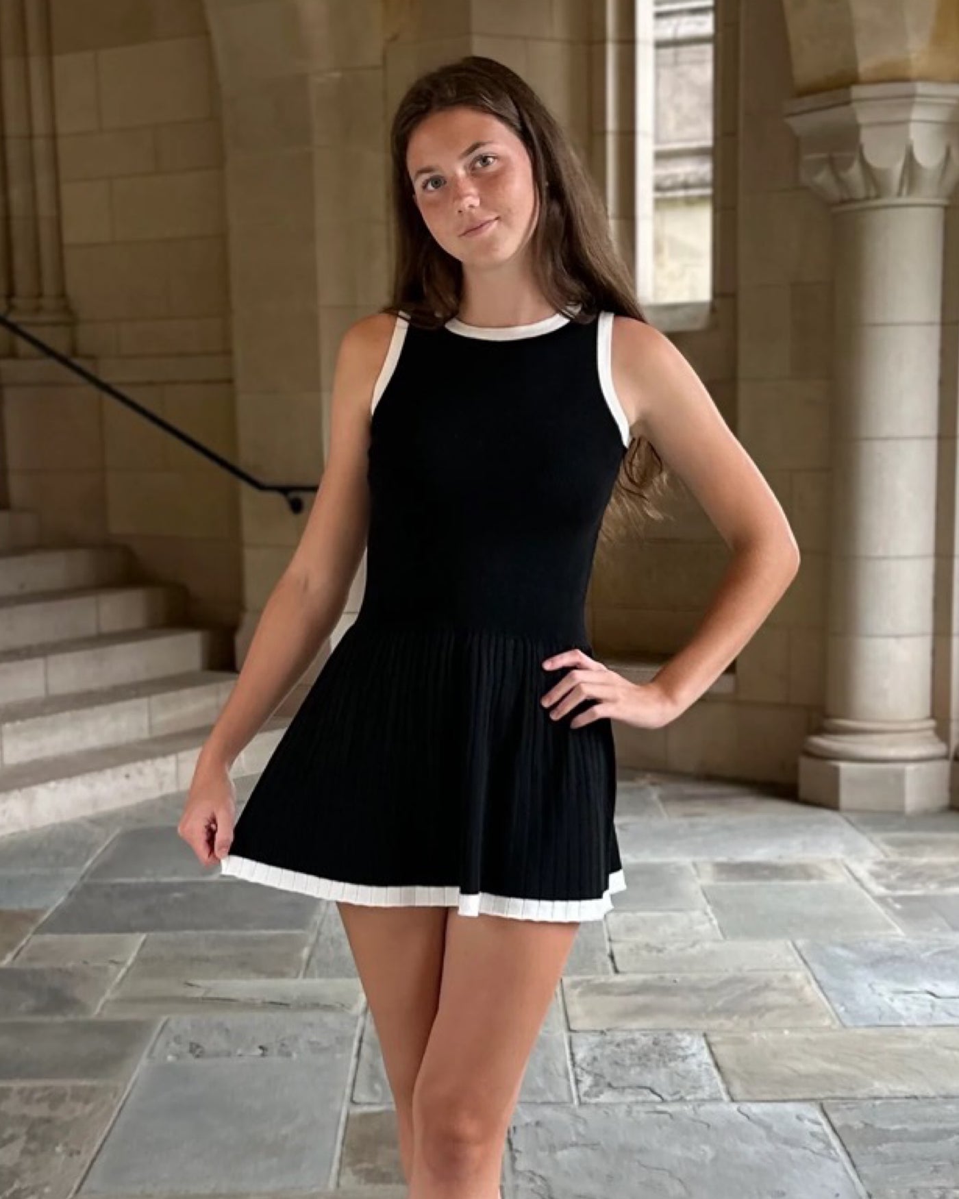 Black Sleeveless Knit Sweater Dress