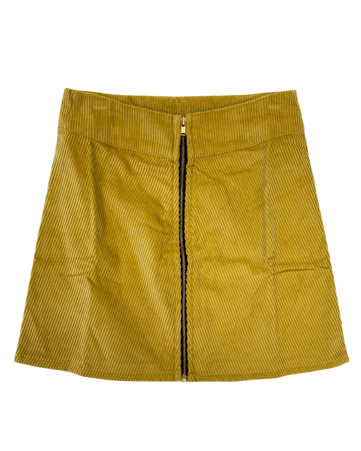Mustard Yellow Zip A Line Corduroy Skirt