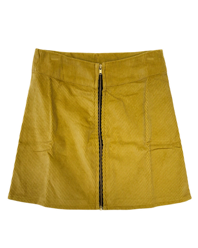 Mustard Yellow Zip A Line Corduroy Skirt
