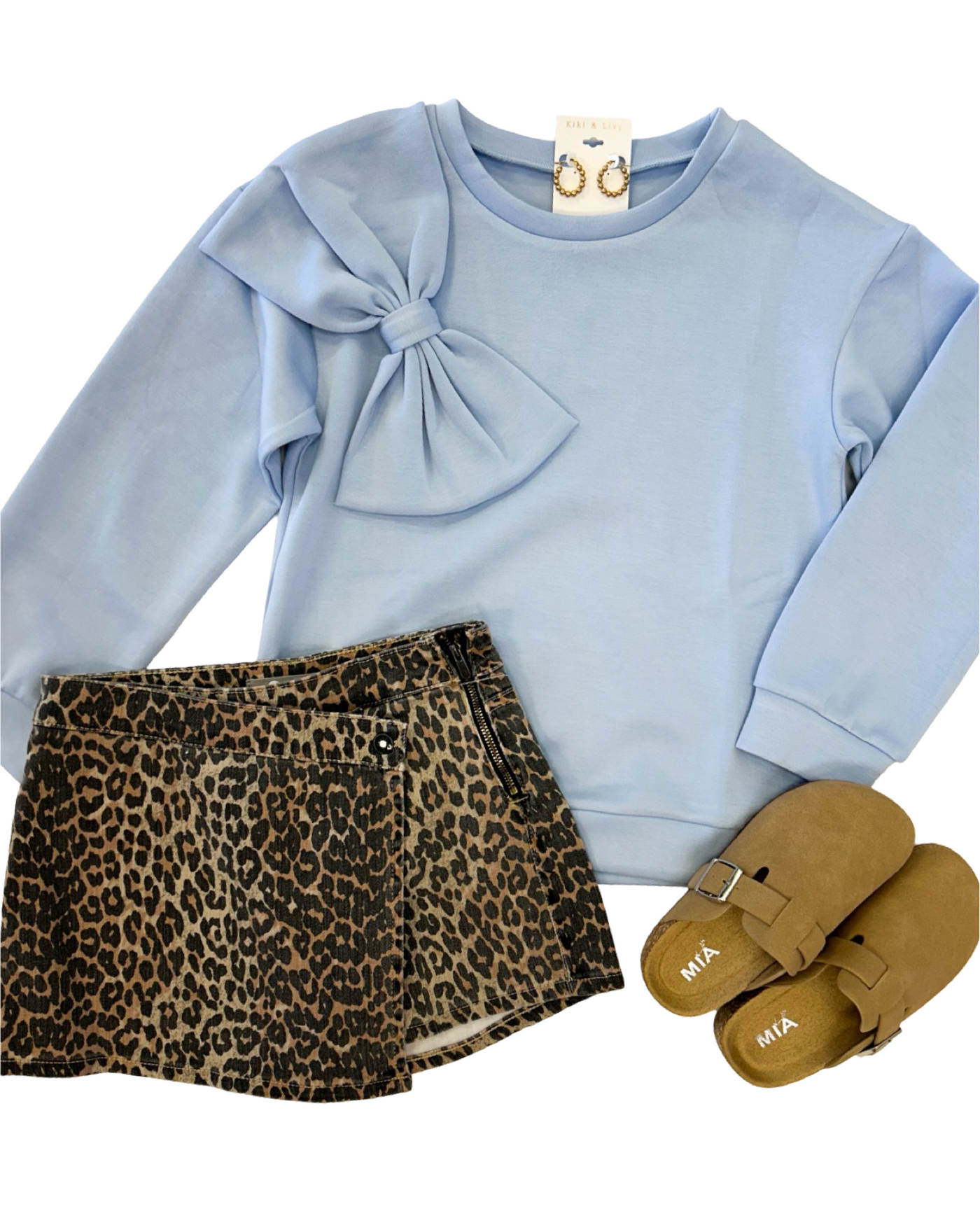 Powder Blue Bow Detailed Sweatshirt