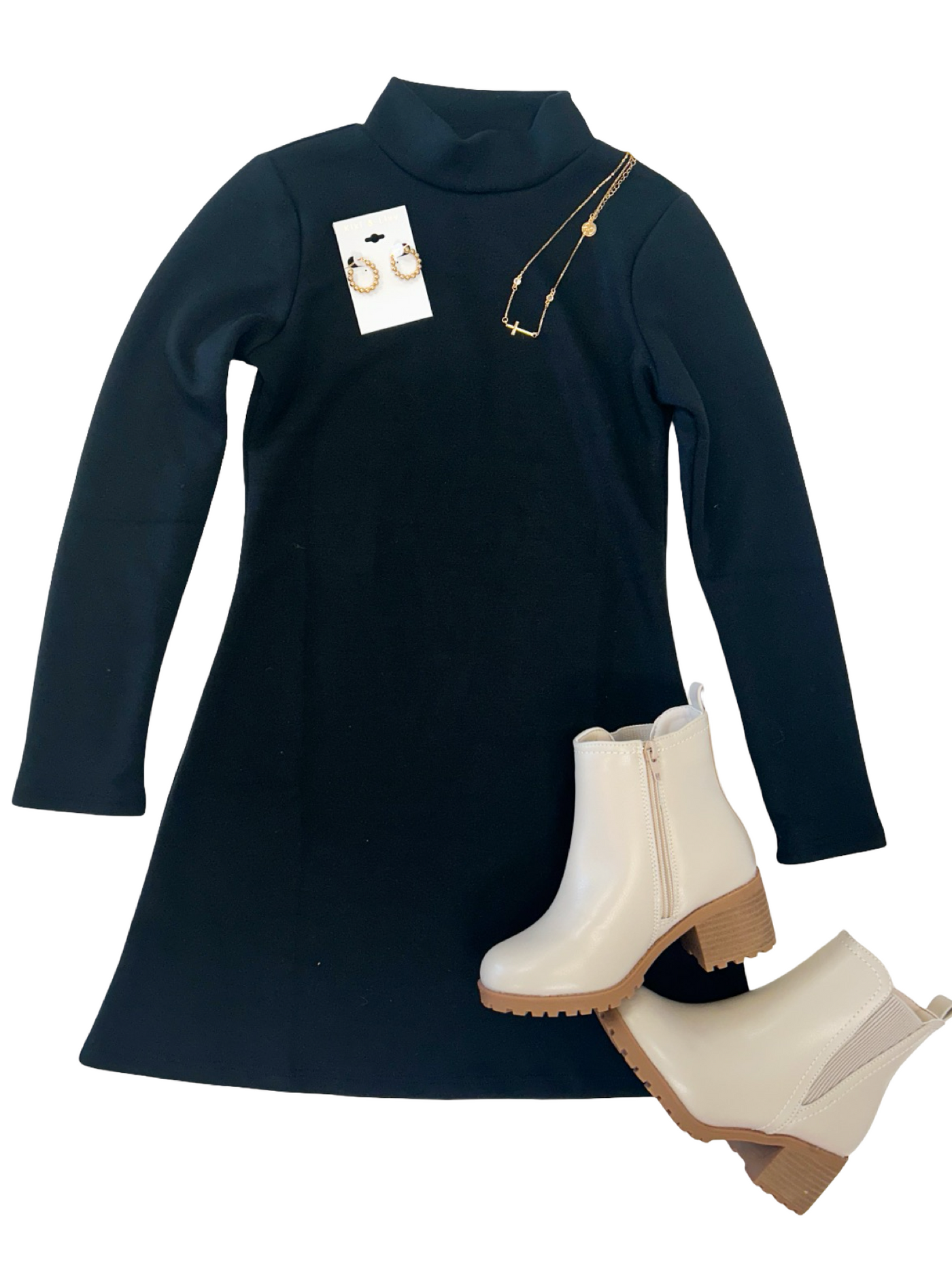 Black Mock Neck Mini Dress