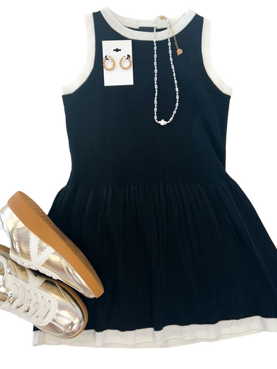Black Sleeveless Knit Sweater Dress