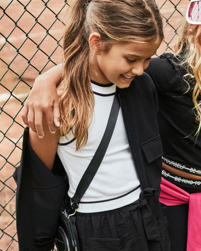 White With Black Trim Sleeveless Top