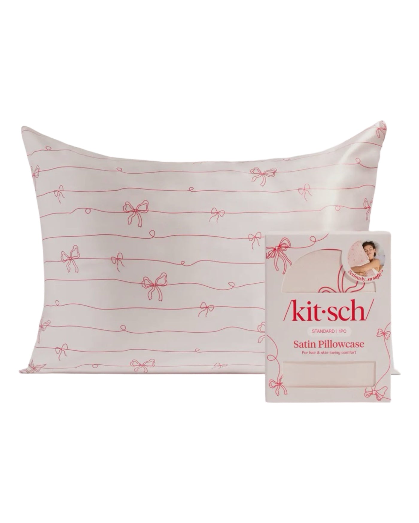 Striped Bows Satin Pillowcase