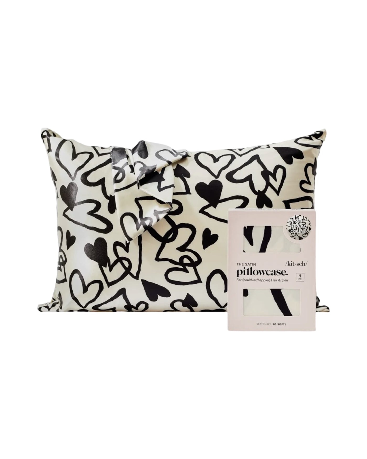 Heart Print Satin Pillowcase