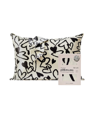 Heart Print Satin Pillowcase