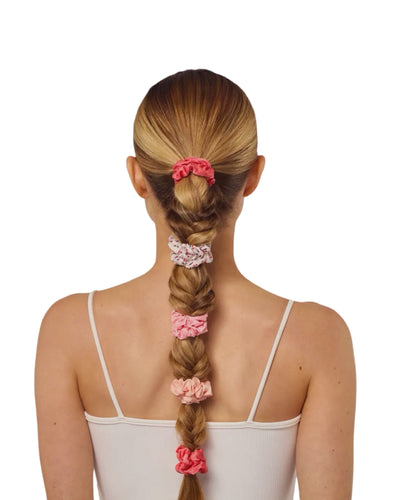 Cherry Blossom Ruched Satin Scrunchies
