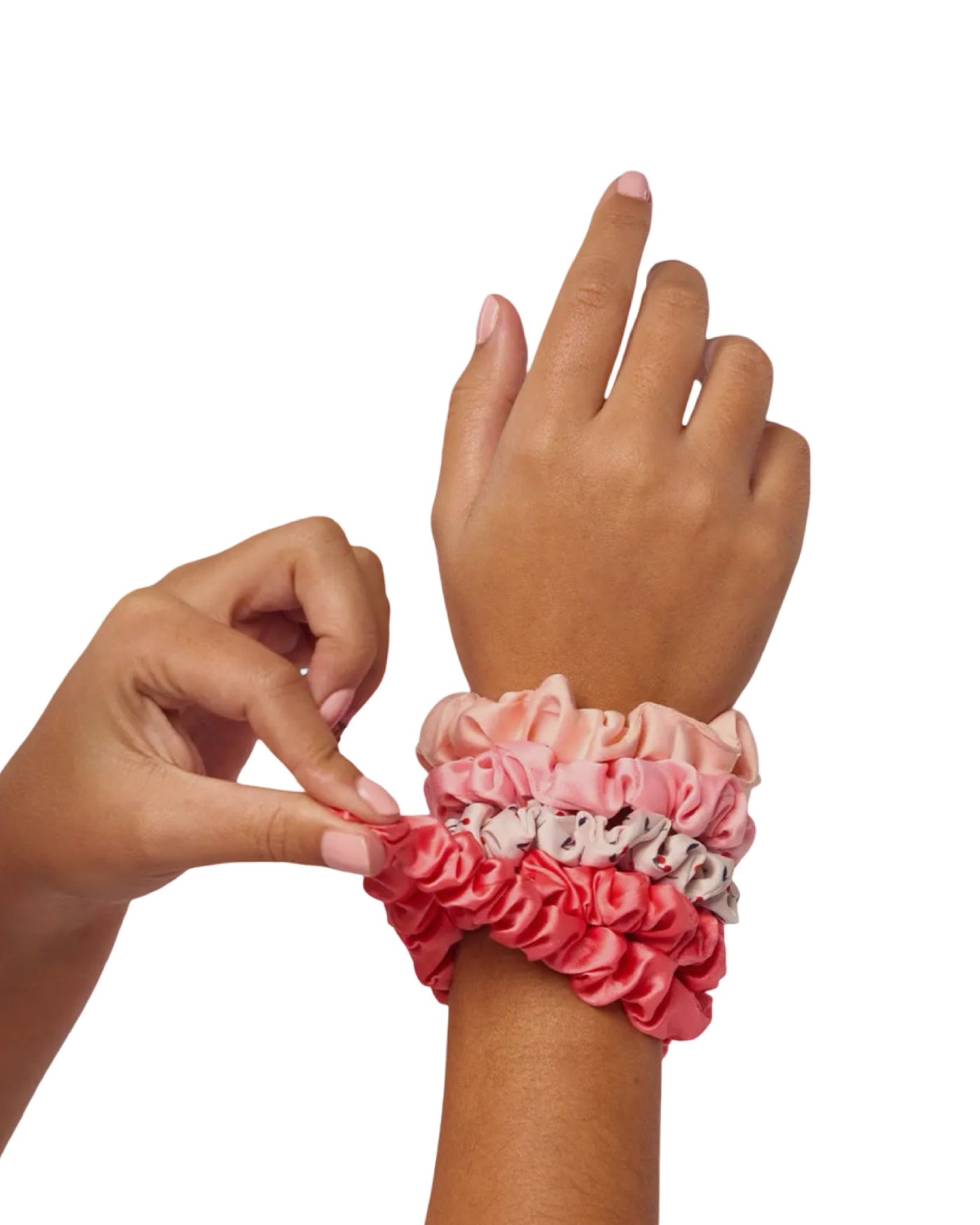 Cherry Blossom Ruched Satin Scrunchies