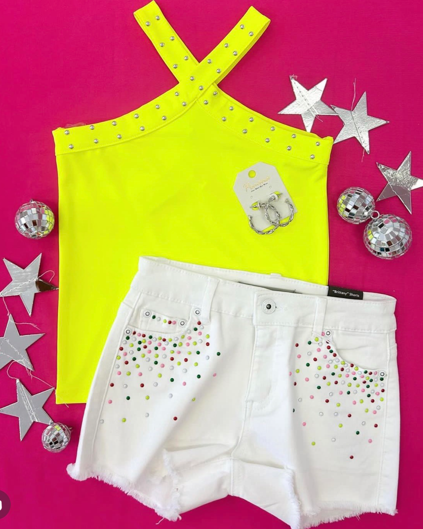 Lime Studded Crossover Top